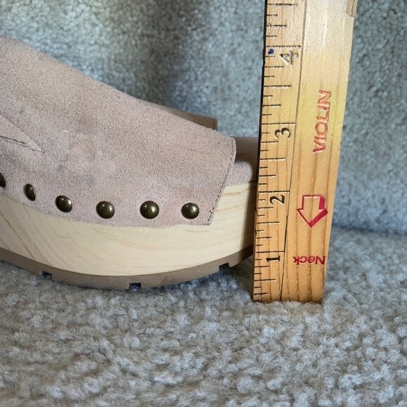 Splendid Tan Nubuck Suede Wedge Platform Mule Sandals Size 8.5M - Picture 7 of 9